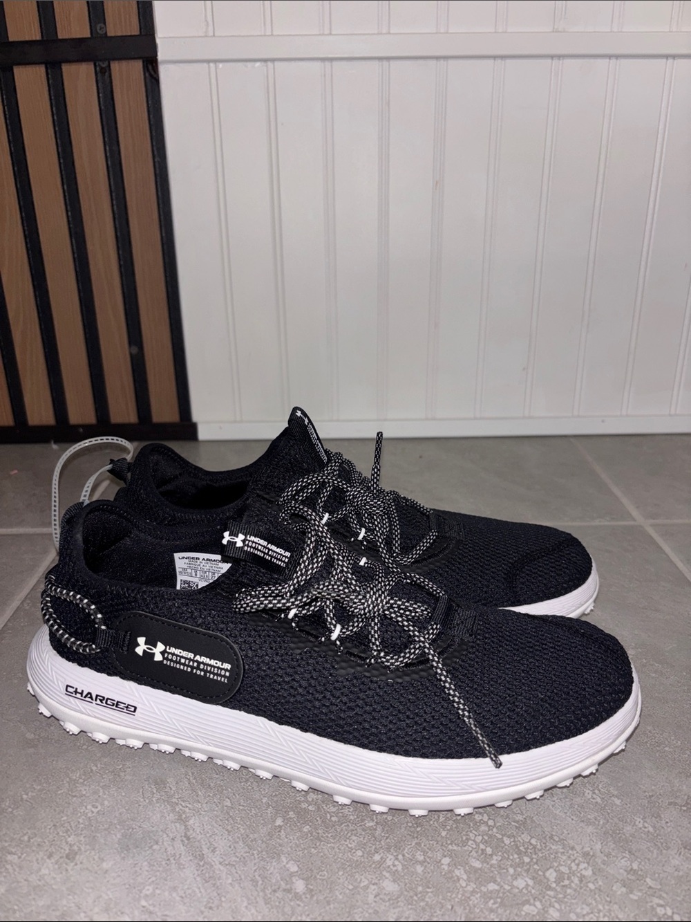 Under Armour Men’s Black Knit Sneakers with White Sole